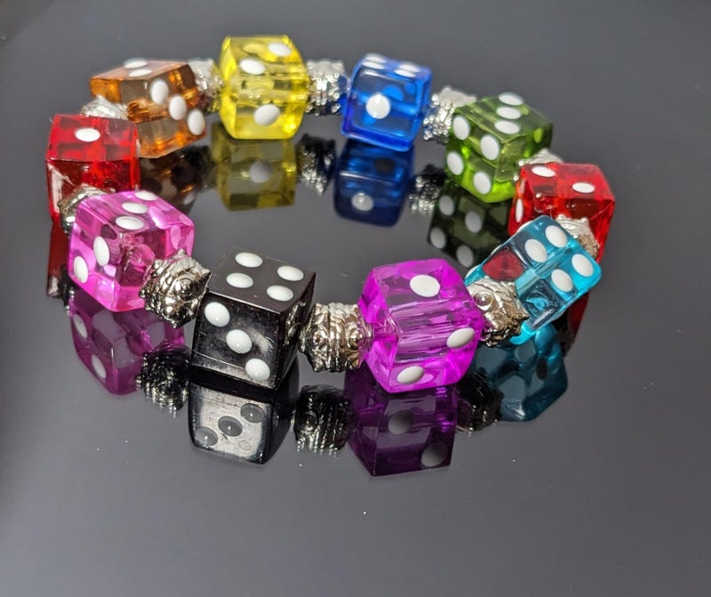 fiona Dice Bracelet, Casino Bracelet For Women, Bunco Bracelet Gift, Plastic Beaded Bracelet Multi Color 1 pc - Image 4